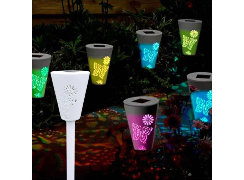 Zahradní LED RGB solární lampa do země SUMMER 37x7,5 cm - bílá