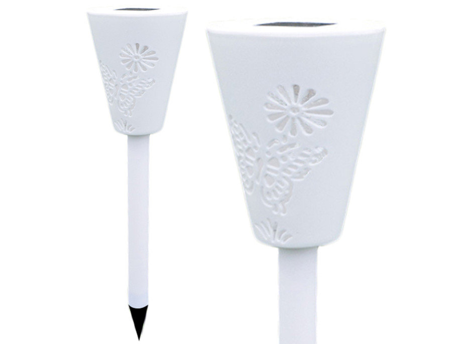 Zahradní LED RGB solární lampa do země SUMMER 37x7,5 cm - bílá