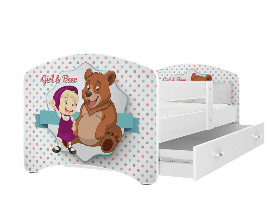 Dětská postel LUCY se šuplíkem - 160x80 cm - MÁŠA A MEDVĚD