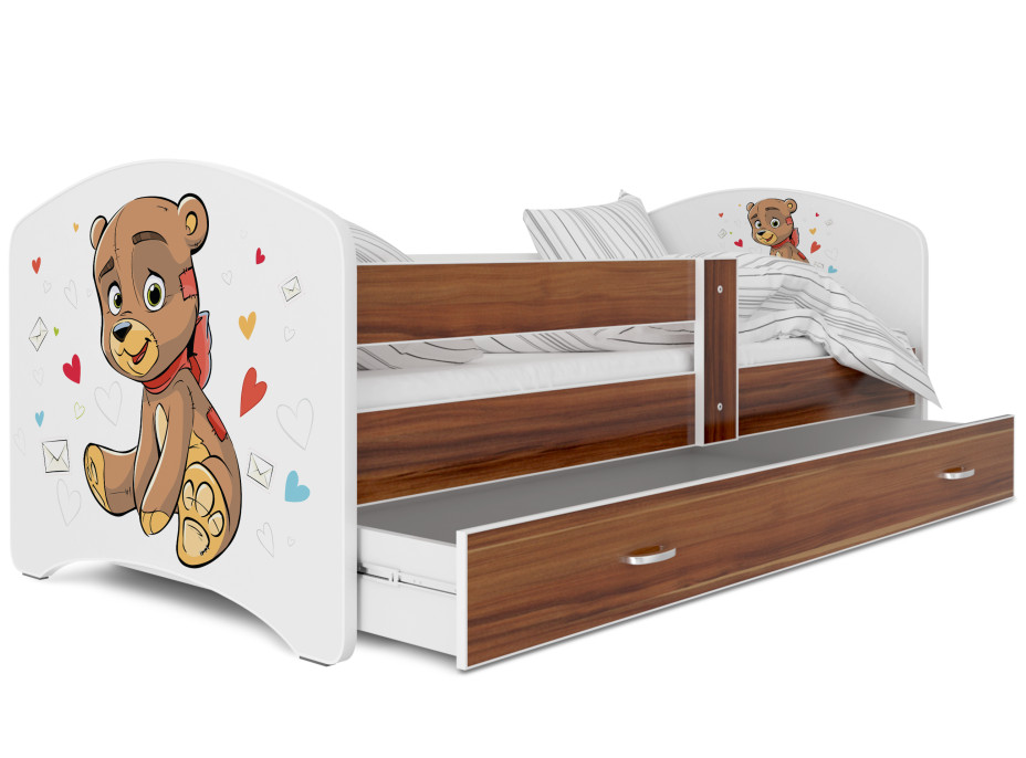 Dětská postel LUCY se šuplíkem - 140x80 cm - MEDVÍDEK