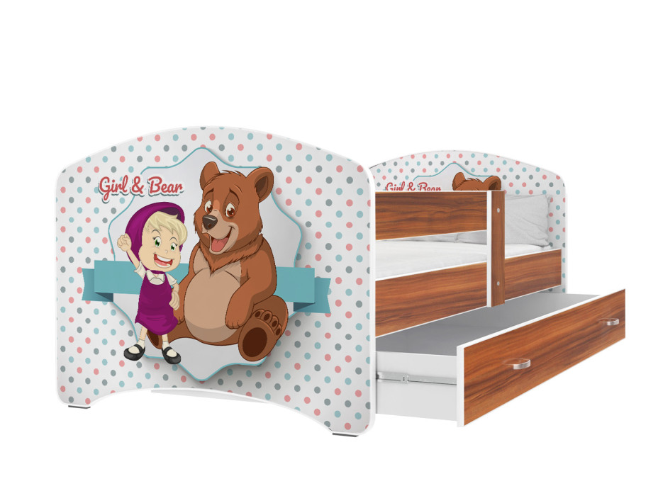Dětská postel LUCY se šuplíkem - 160x80 cm - MÁŠA A MEDVĚD
