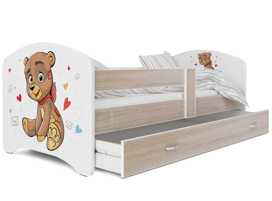Dětská postel LUCY se šuplíkem - 140x80 cm - MEDVÍDEK