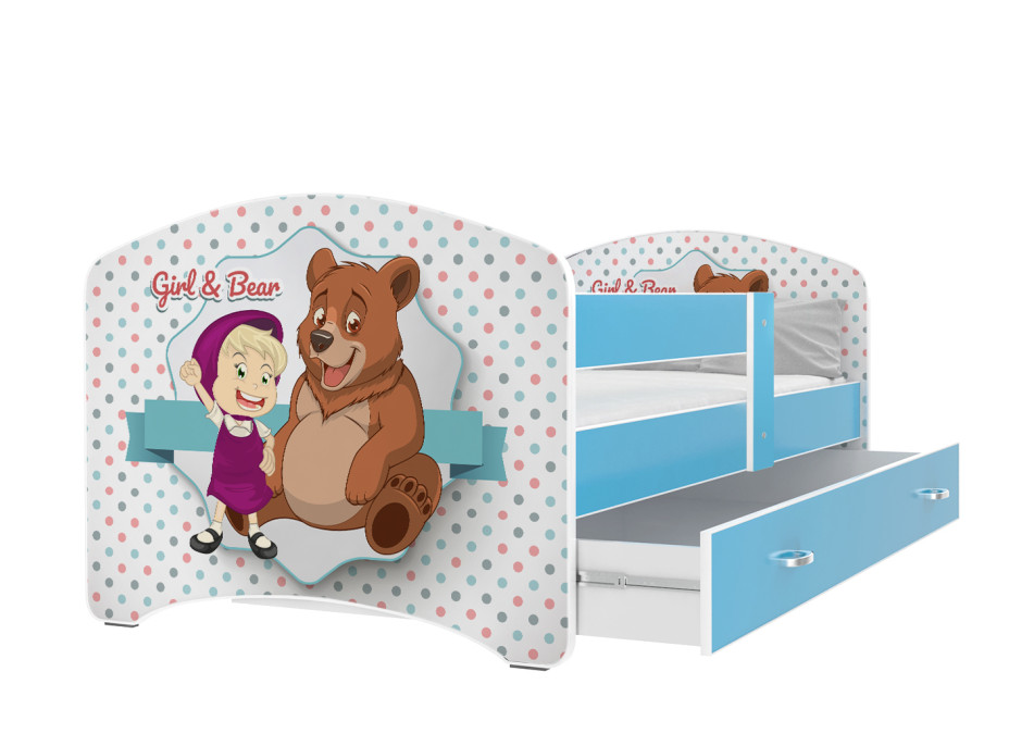 Dětská postel LUCY se šuplíkem - 140x80 cm - MÁŠA A MEDVĚD