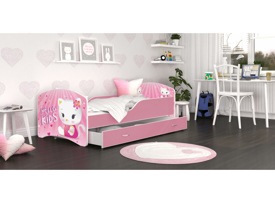 Dětská postel IGOR se šuplíkem - 140x80 cm - HELLO KITTY
