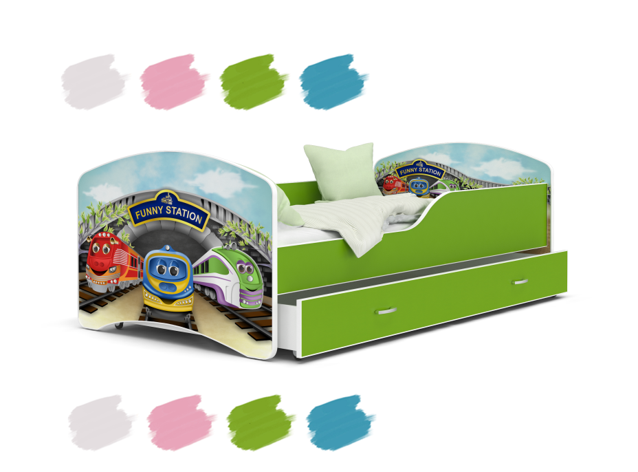 Dětská postel IGOR se šuplíkem - 140x80 cm - MAŠINKA TOMÁŠ