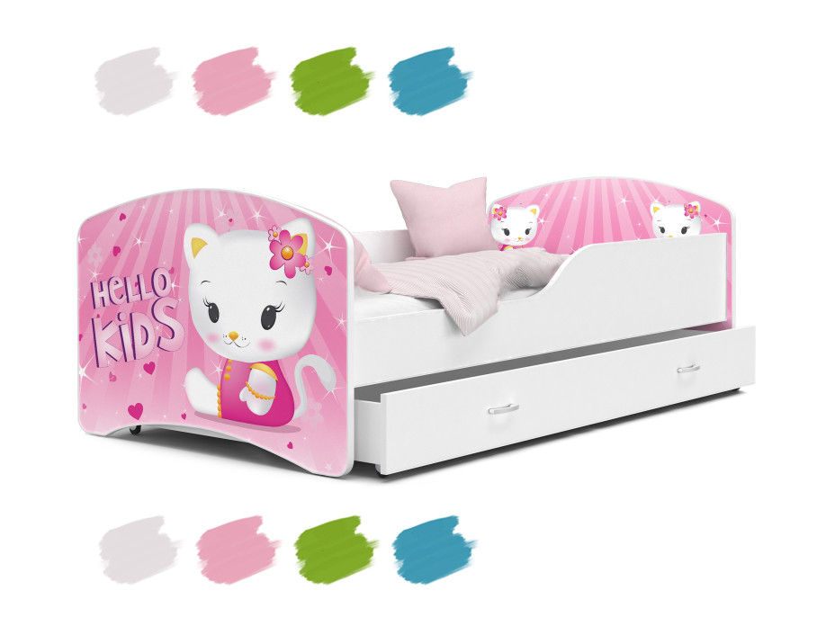 Dětská postel IGOR se šuplíkem - 140x80 cm - HELLO KITTY