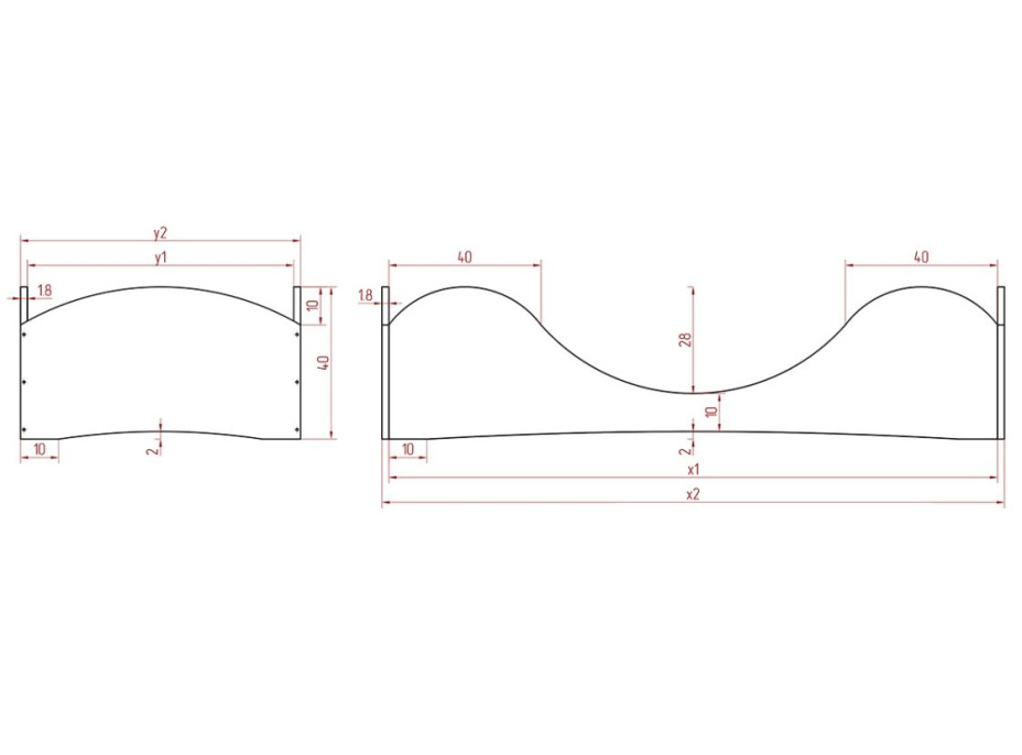 Dětská designová postel z masivu PEPE 1 - 180x100 cm