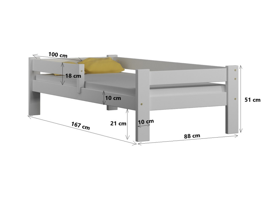 Dětská postel z masivu PAVLÍK - 160x80 cm