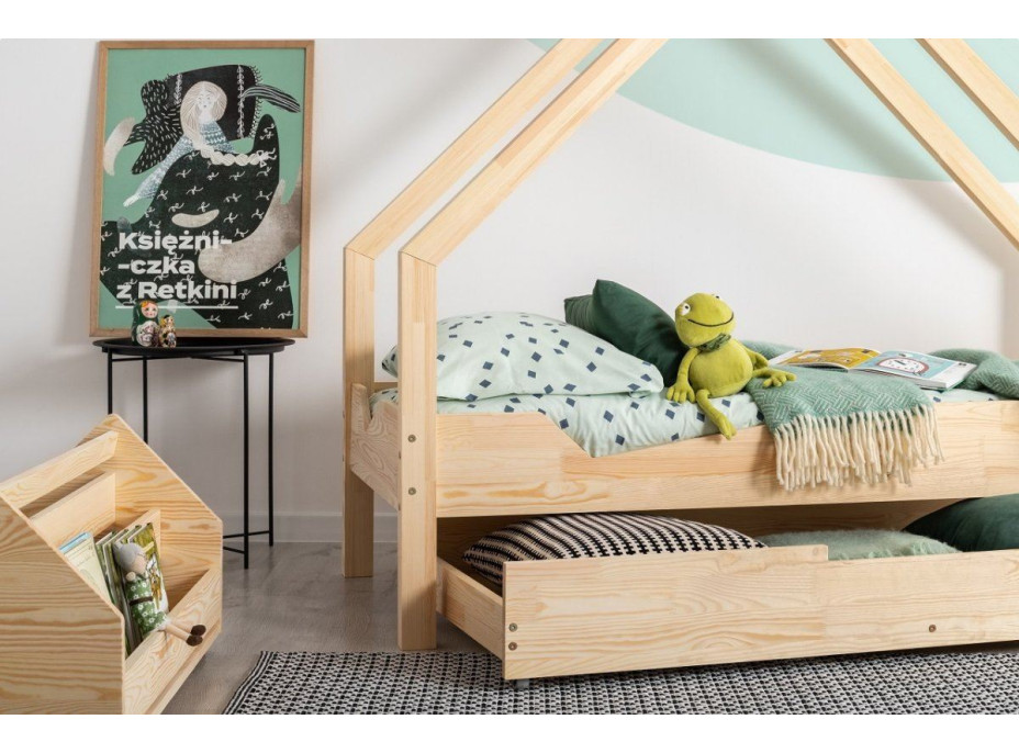 Dětská domečková postel se šuplíkem z masivu LOCA A - 190x100 cm