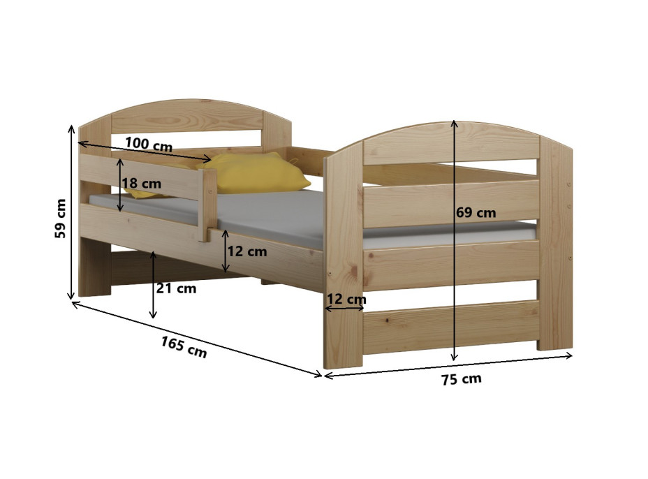 Dětská postel z masivu MAKI PLUS - 160x70 cm