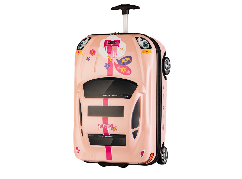 Dětský cestovní kufr AUTO princess - růžový