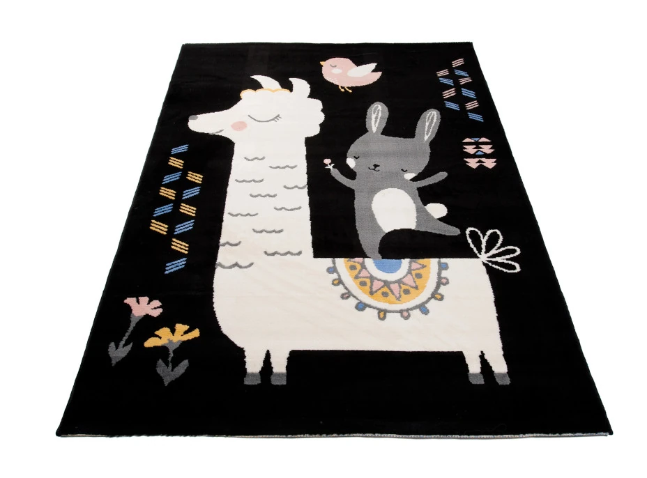 Dětský koberec NOX zvířátka - černý