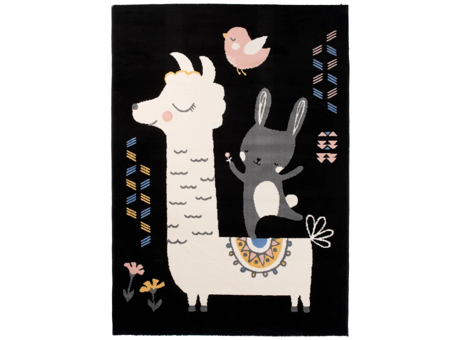 Dětský koberec NOX zvířátka - černý