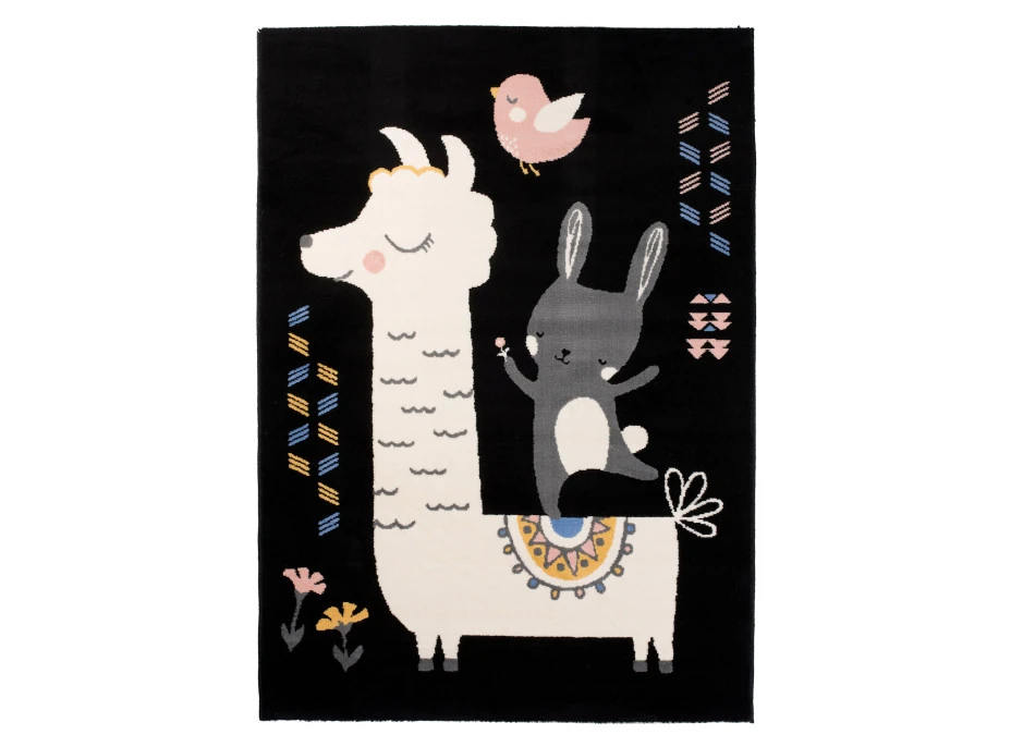 Dětský koberec NOX zvířátka - černý