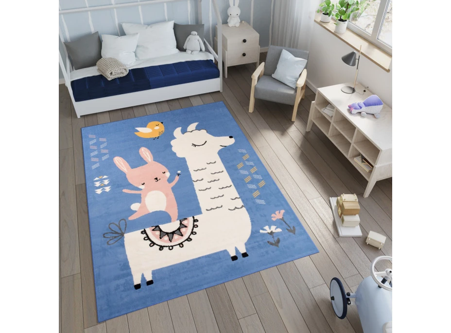 Dětský koberec NOX zvířátka - modrý