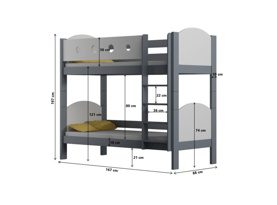 Dětská patrová postel z masivu VIKI (4) - 160x80 cm