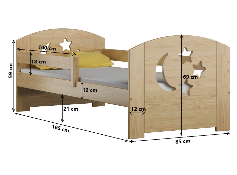 Dětská postel z masivu LOMI - 160x80 cm