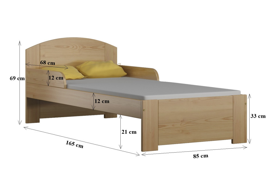 Dětská postel z masivu BIST - 160x80 cm