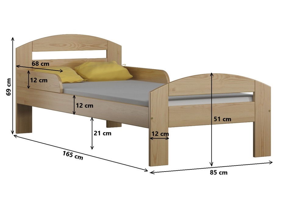 Dětská postel z masivu MIKO - 160x80 cm