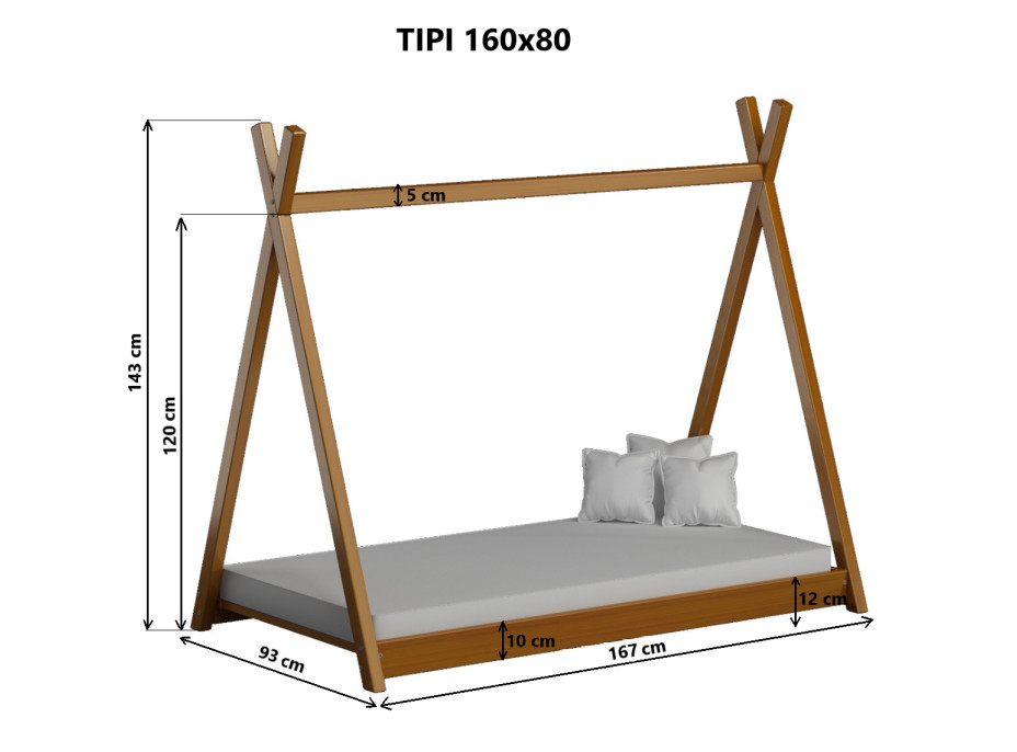 Dětská postel TEEPEE SAM - 160x80 cm - 10 barev