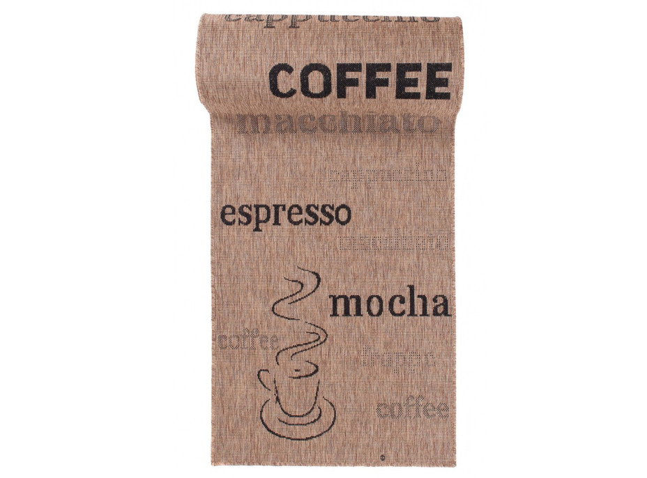 Sisalový PP běhoun COFFEE - hnědý/černý