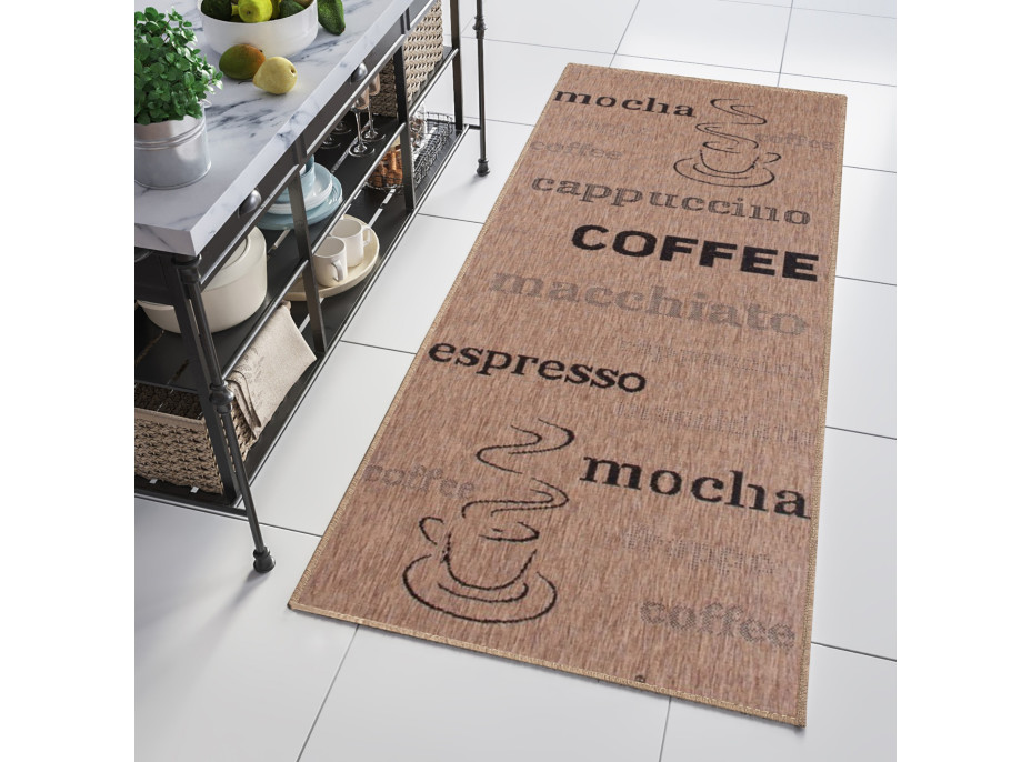 Sisalový PP běhoun COFFEE - hnědý/černý