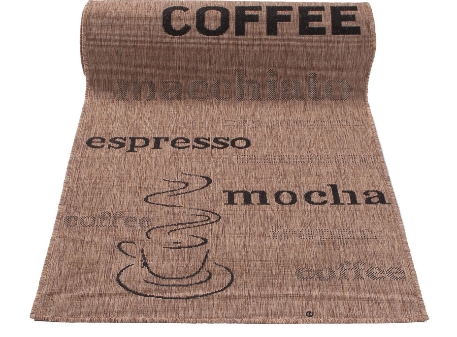 Sisalový PP běhoun COFFEE - hnědý/černý