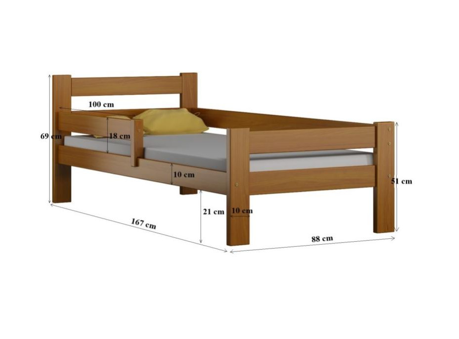 Dětská postel z masivu PAVLÍK MAX - 160x80 cm