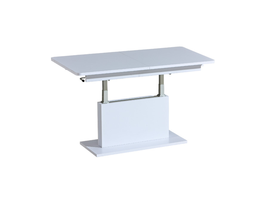 Konferenční stolek OPTI - bílý matný - 126-168x70x58-75 cm - rozkládací a zvedací