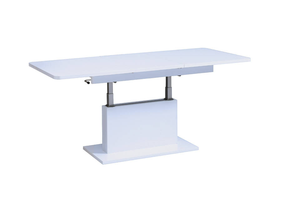 Konferenční stolek OPTI - bílý matný - 126-168x70x58-75 cm - rozkládací a zvedací