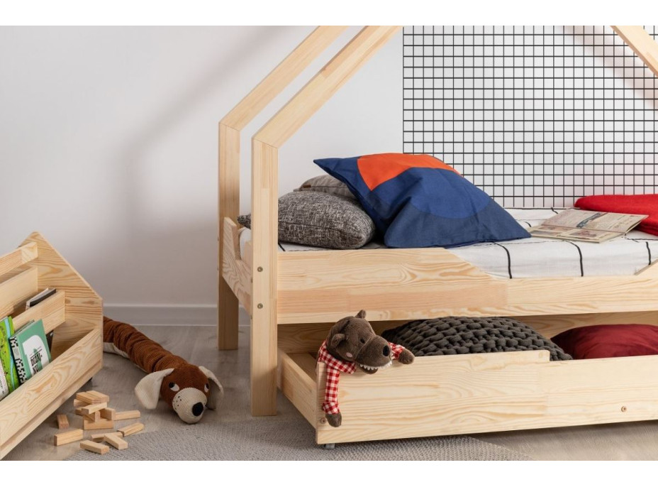 Dětská domečková postel se šuplíkem z masivu LOCA B - 180x80 cm