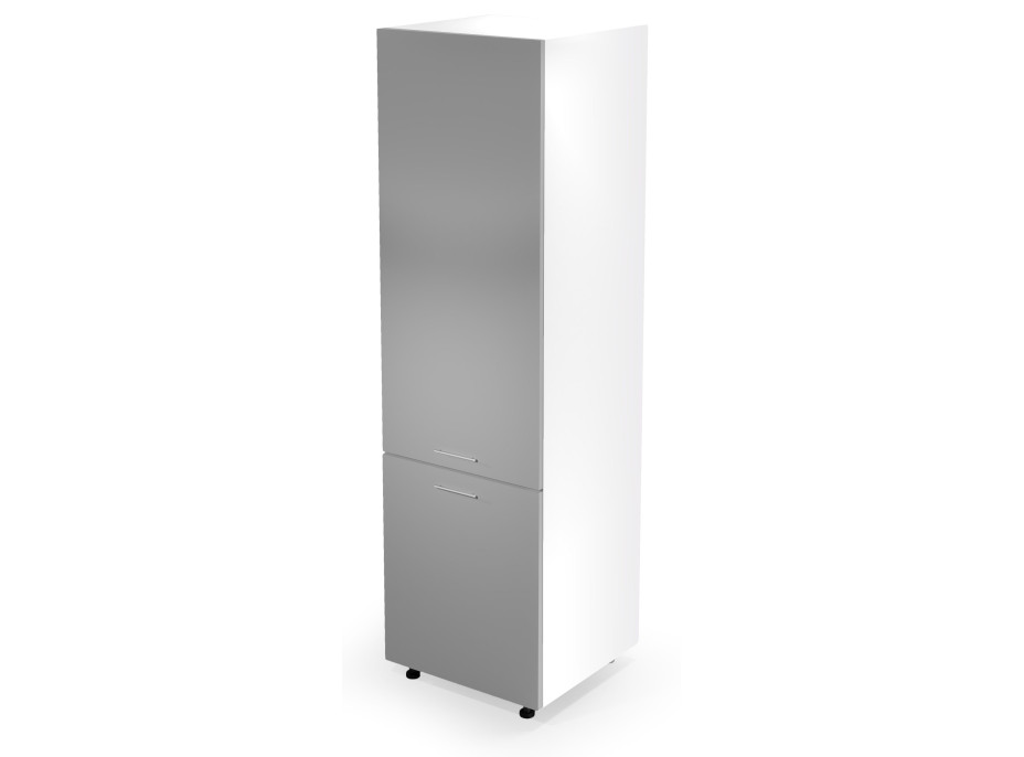 Vysoká kuchyňská skříňka pro vestavnou lednici VITO - 60x214x56 cm - šedá lesklá