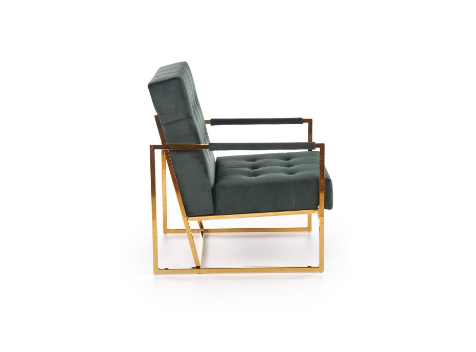 Křeslo RIO - čalouněné - tmavě zelené/zlaté