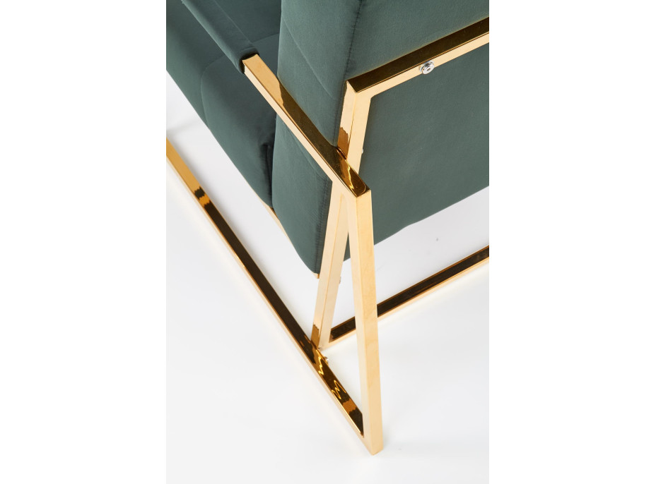 Křeslo RIO - čalouněné - tmavě zelené/zlaté