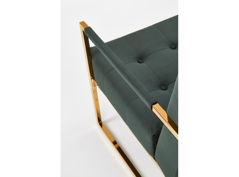 Křeslo RIO - čalouněné - tmavě zelené/zlaté