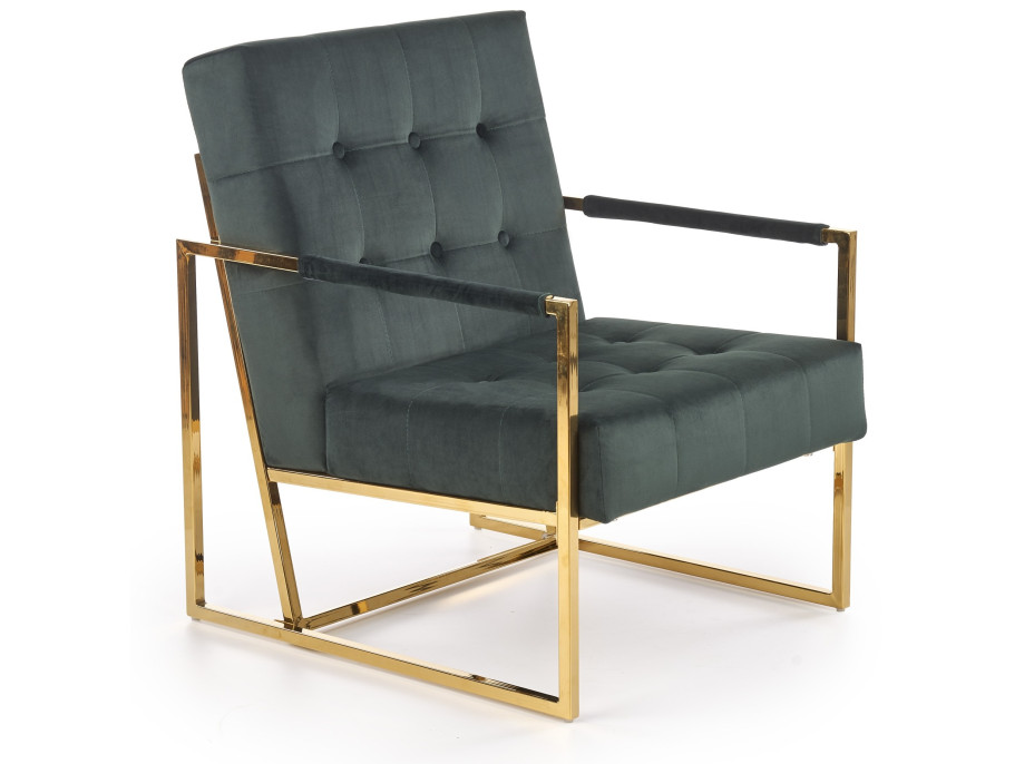 Křeslo RIO - čalouněné - tmavě zelené/zlaté