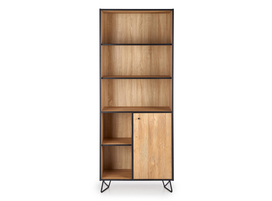 Regál LOCKHEAD 1 - dub grandson/černá - 76x40x190 cm