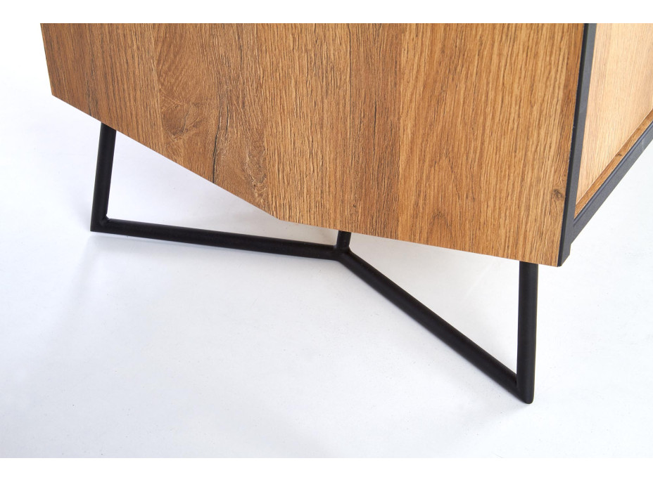 Regál LOCKHEAD 1 - dub grandson/černá - 76x40x190 cm