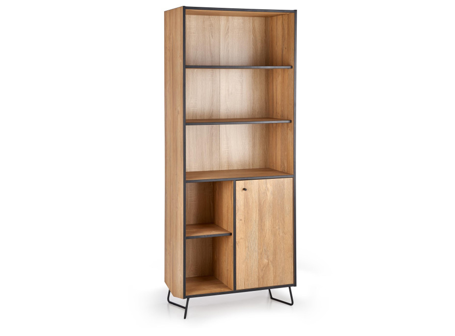 Regál LOCKHEAD 1 - dub grandson/černá - 76x40x190 cm