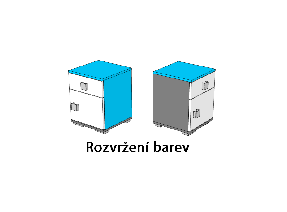 Noční stolek - BLUE - vysoký lesk