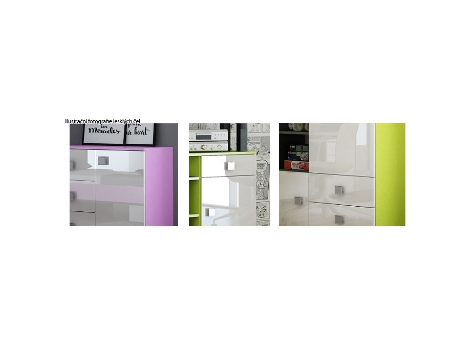 Rohová šatní skříň s policemi a tyčí na ramínka - BLUE - vysoký lesk