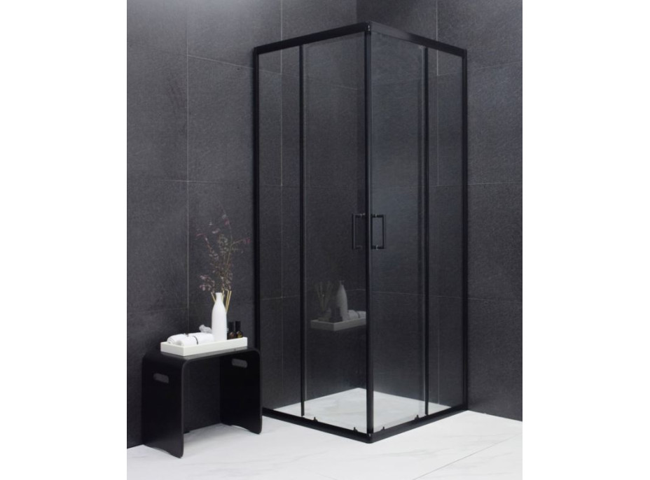 Sprchový kout MAXMAX MEXEN RIO transparent - 80x80 cm - BLACK, 860-080-080-70-00