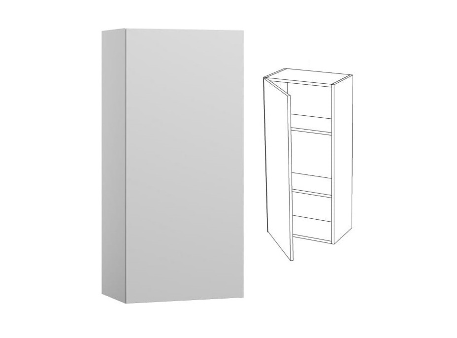 Závěsná skříňka MODERN - 50x30x108 cm - bílá lesklá - push to open - levá