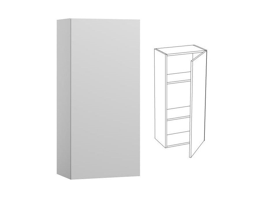 Závěsná skříňka MODERN - 50x30x108 cm - bílá lesklá - push to open - pravá