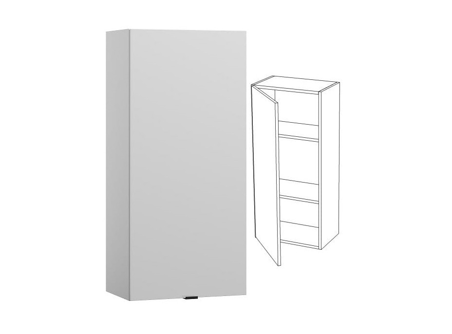 Závěsná skříňka MODERN - 50x30x108 cm - bílá lesklá - s madlem - levá