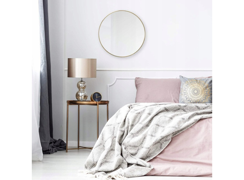 Kulaté zrcadlo LOFT 40 cm - s tenkým zlatým rámem