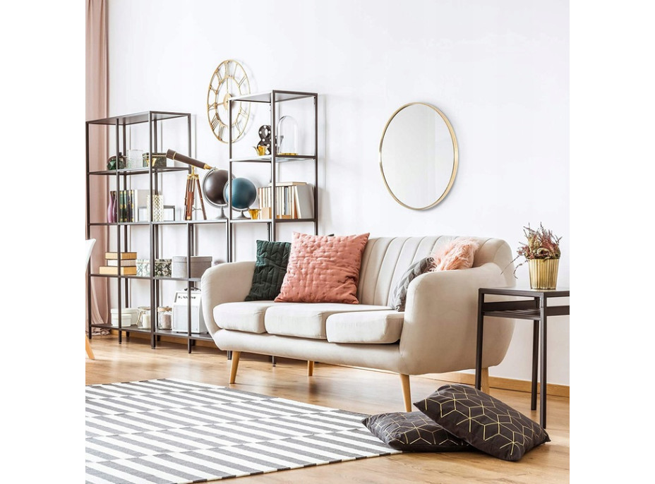 Kulaté zrcadlo LOFT 40 cm - s tenkým zlatým rámem