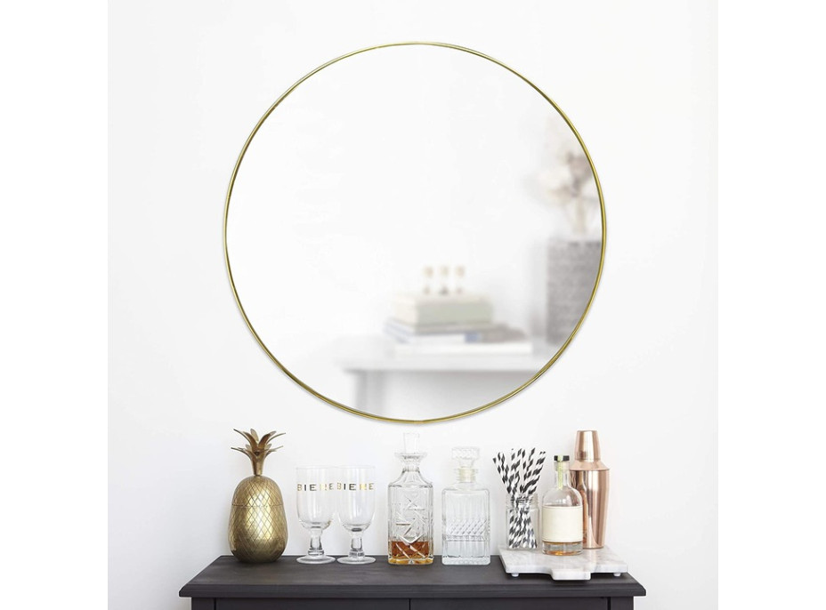 Kulaté zrcadlo LOFT 40 cm - s tenkým zlatým rámem