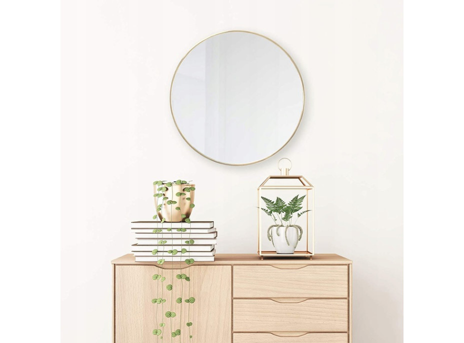 Kulaté zrcadlo LOFT 40 cm - s tenkým zlatým rámem