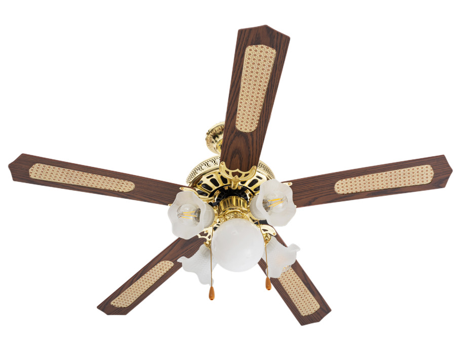 Stropní svítidlo s ventilátorem RETRO - 132 cm - zlaté